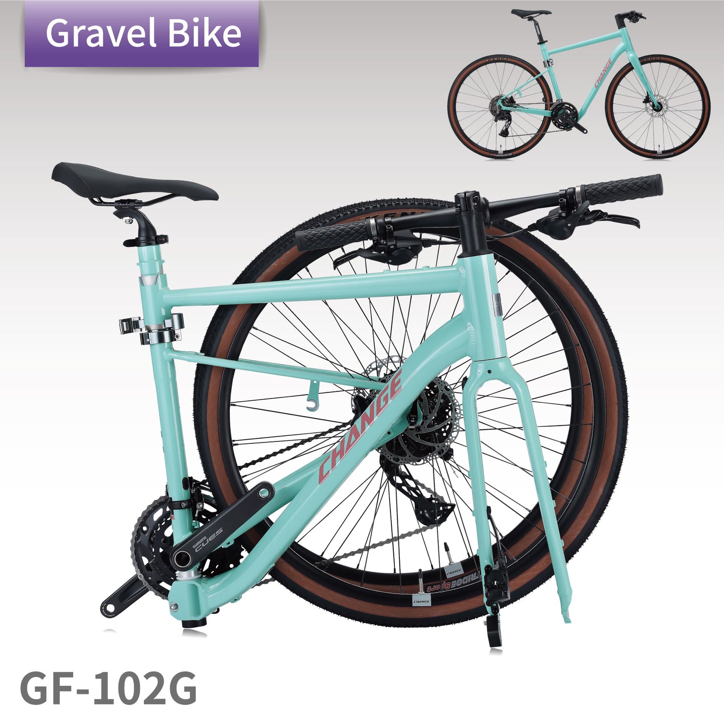 Folding Bike GF-102G | 700C Gravel Foldable Bike, E-bike Kit Compatible | CHANGE