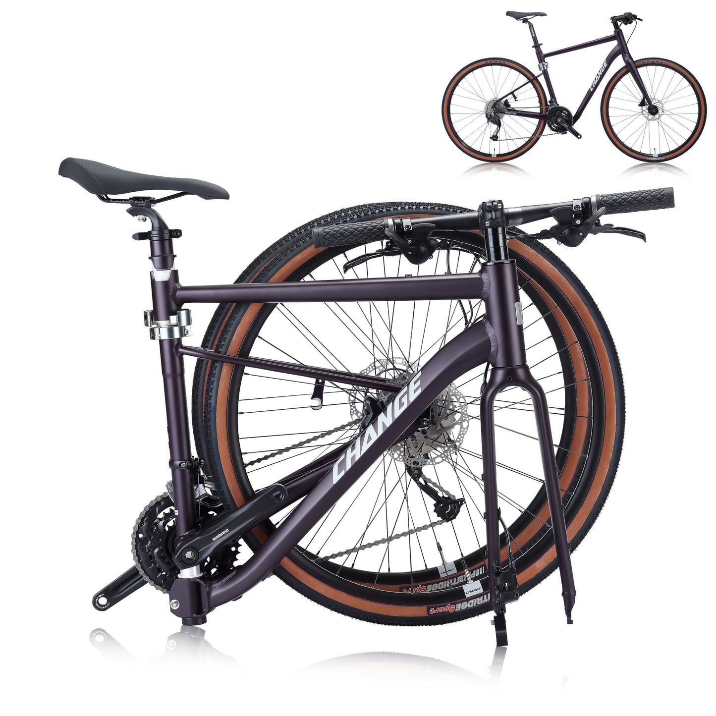 Folding Road Bike GF-901P | 700C Gravel Bike Lightweight, E-bike Compatible | CHANGE