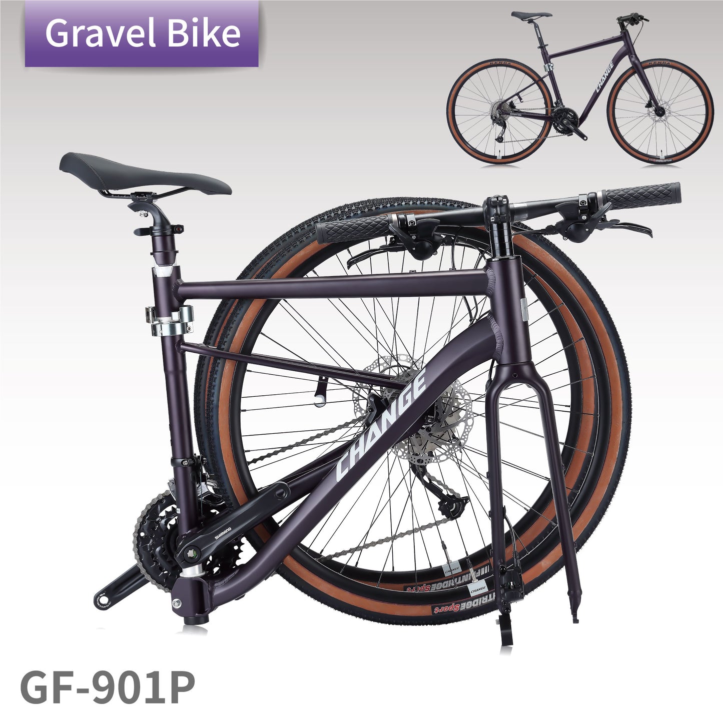 Folding Road Bike GF-901P | 700C Gravel Bike Lightweight, E-bike Compatible | CHANGE