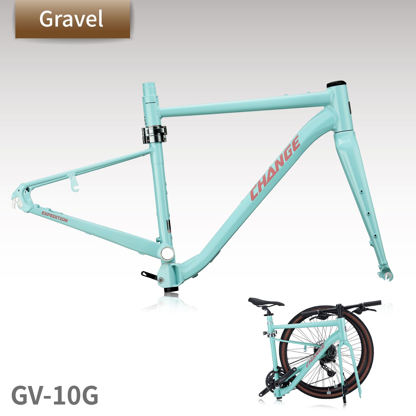Folding Bike Frame GV-10G | Gravel Lightweight, E-bike Kit Compatible | CHANGE
