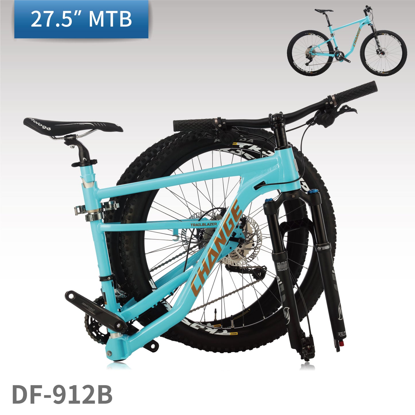 Folding Mountain Bike DF-912B | 27.5" Foldable MTB, E-bike Kit Compatible | CHANGE